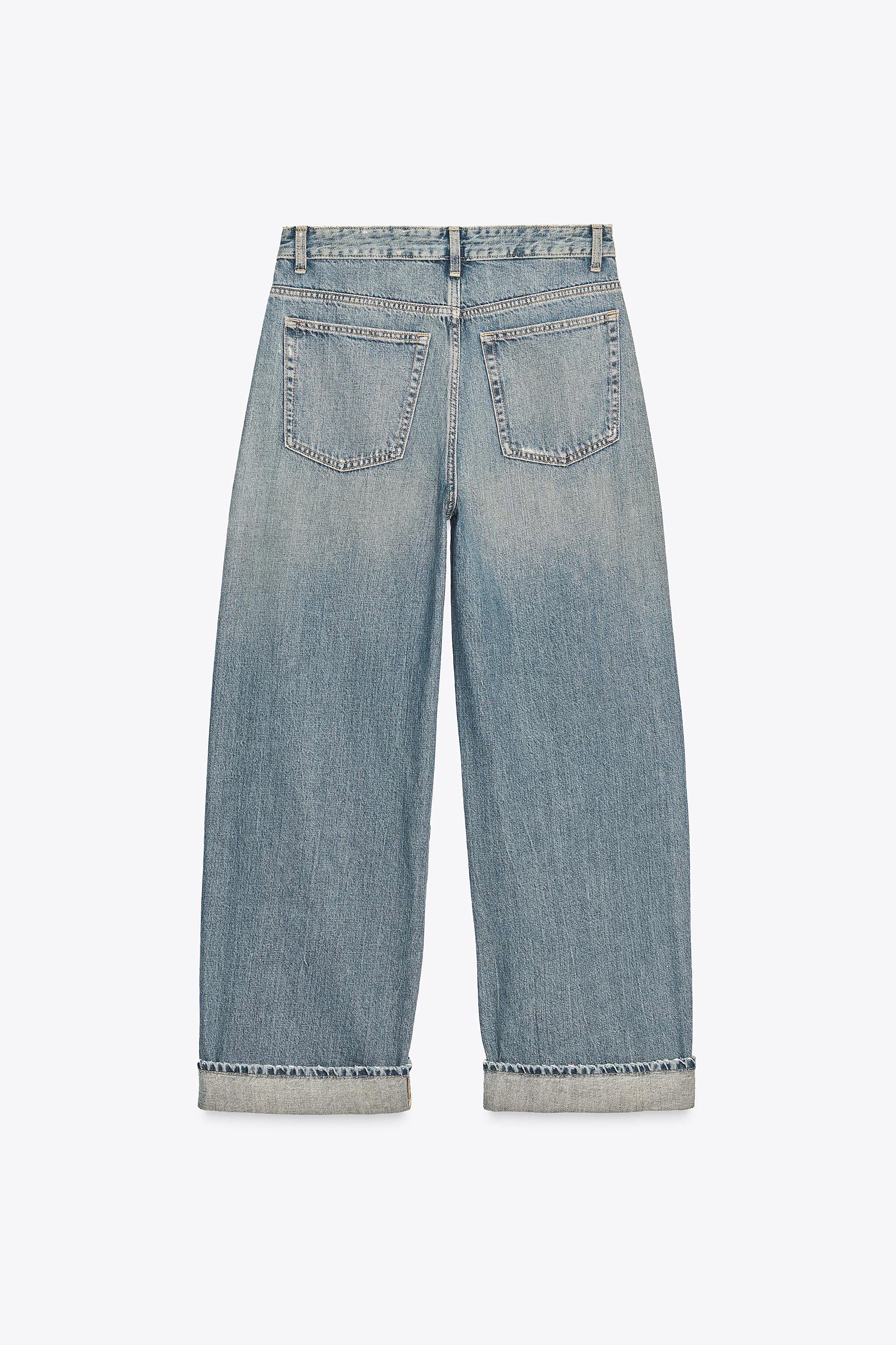TRF MID-RISE BAGGY FOLDED JEANS
